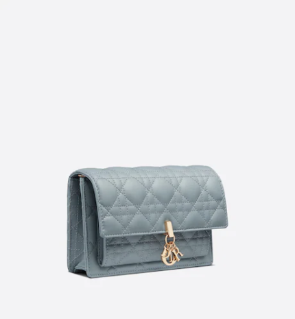 LADY DIOR CHAIN POUCH Cloud Blue Cannage Lambskin