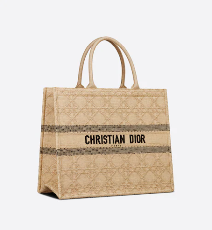 LARGE DIOR BOOK TOTE Natural Cannage Raffia (42 x 35 x 18.5 cm)