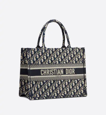 MEDIUM DIOR BOOK TOTE Blue Dior Oblique Embroidery (36 x 27.5 x 16.5 cm)