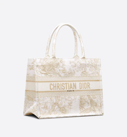 MEDIUM DIOR BOOK TOTE Dior Jardin d'Hiver Embroidery with Gold-Tone Metallic Thread (36 x 27.5 x 16.5 cm)