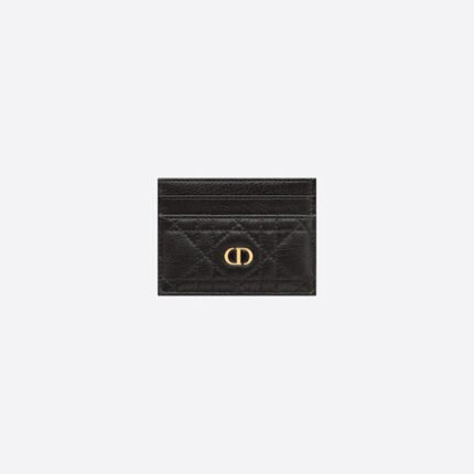 DIOR CARO FIVE-SLOT CARD HOLDER Black Supple Cannage Calfskin