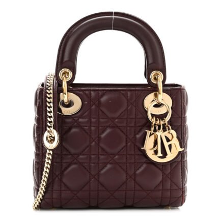 Lambskin Cannage Mini Lady Dior Plum