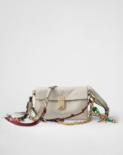 Prada Soft Sound Small Leather Shoulder Bag With Charms