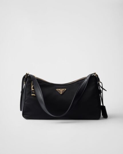 Prada Aimée Large Re-Nylon and Leather Shoulder Bag With Padlock