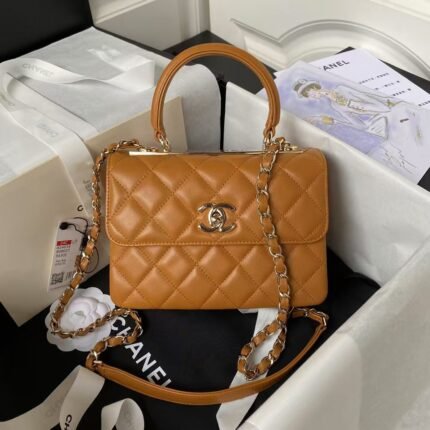 Chanel AS4654 Mini Trendy CC Flap Bag Caramel Lambskin Light Gold Hardware
