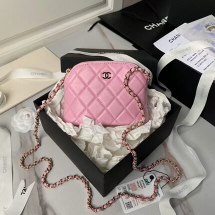 Chanel 24S AP4000 Mini Clutch with Chain Crossbody Bag Pink Caviar Light Gold Hardware