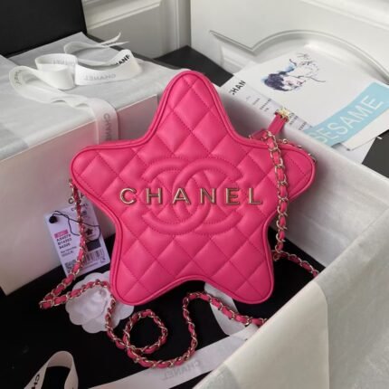 Chanel 24C AS4579 Star Bag Fuchsia Satin Gold Metal Hardware