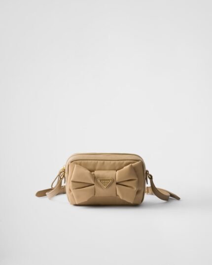Re-Nylon and Nappa Leather Mini Shoulder Bag With Bow