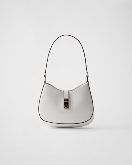 Prada Cleo Brushed Leather Shoulder Bag With Clasp Closure