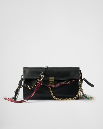 Prada Soft Sound Large Leather Shoulder Bag With Charms